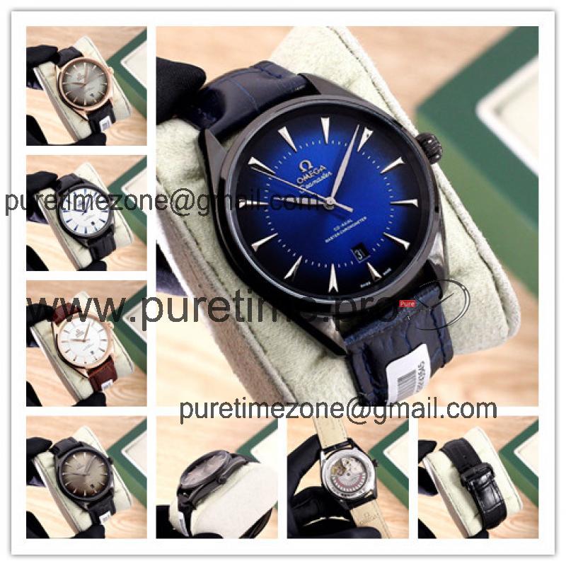 Replica Seamaster A21j Automatic Movement Mens Watch Blue Dial Leather Strap B E278