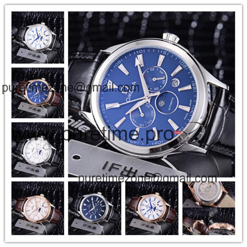 Replica Specialities A21j Automatic Movement Mens Watch Blue Dial Leather Strap B E288