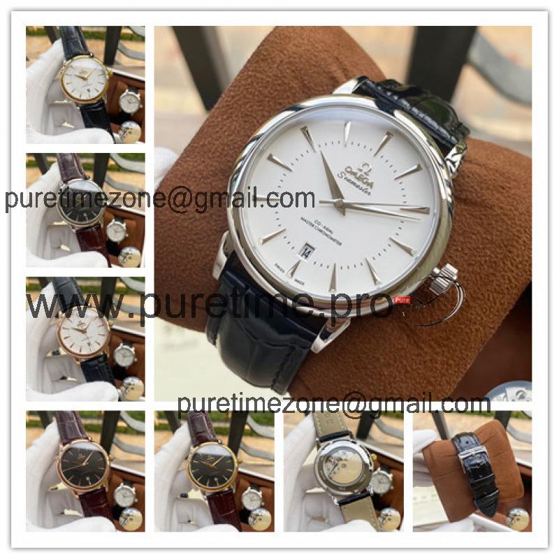 Replica Seamaster A21j Automatic Movement Mens Watch White Dial Leather Strap E312