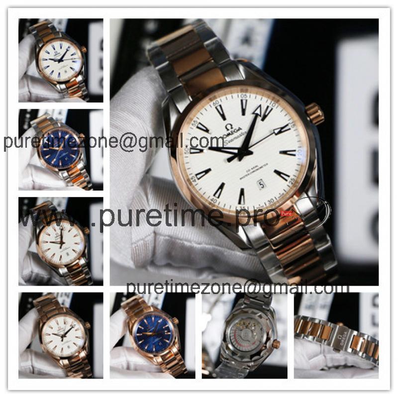 Replica Seamaster A21j Automatic Movement Mens Watch White Dial Two Tone Rose Gold B E350