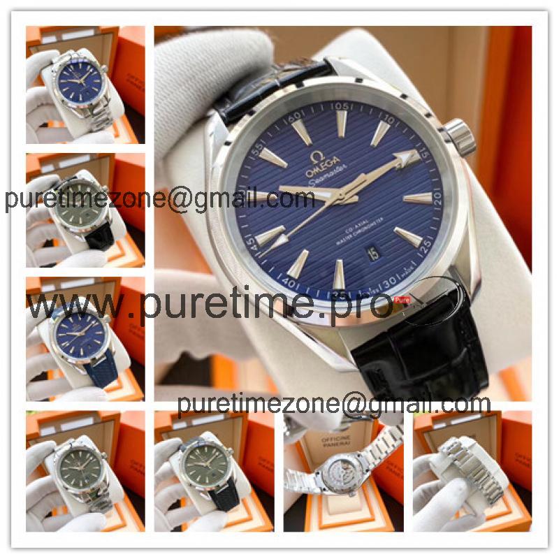 Replica Seamaster 8900 Automatic Movement Mens Watch Blue Dial Leather Strap A E352