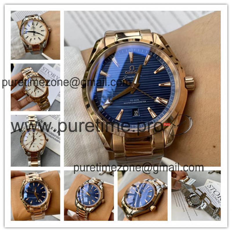 Replica Seamaster A21j Automatic Movement Mens Watch Blue Dial Rose Gold A E365