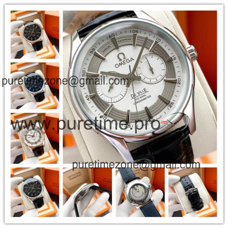 Replica De Ville A21j Automatic Movement Mens Watch White Dial Leather Strap B E376