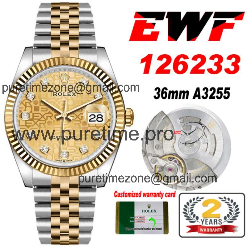 EWF Datejust 36 126233 A3235 Auto Unisex Watch Two Tone YG Champagne LOGO Dimamond 904L Jubilee Bracelet Best  Edition