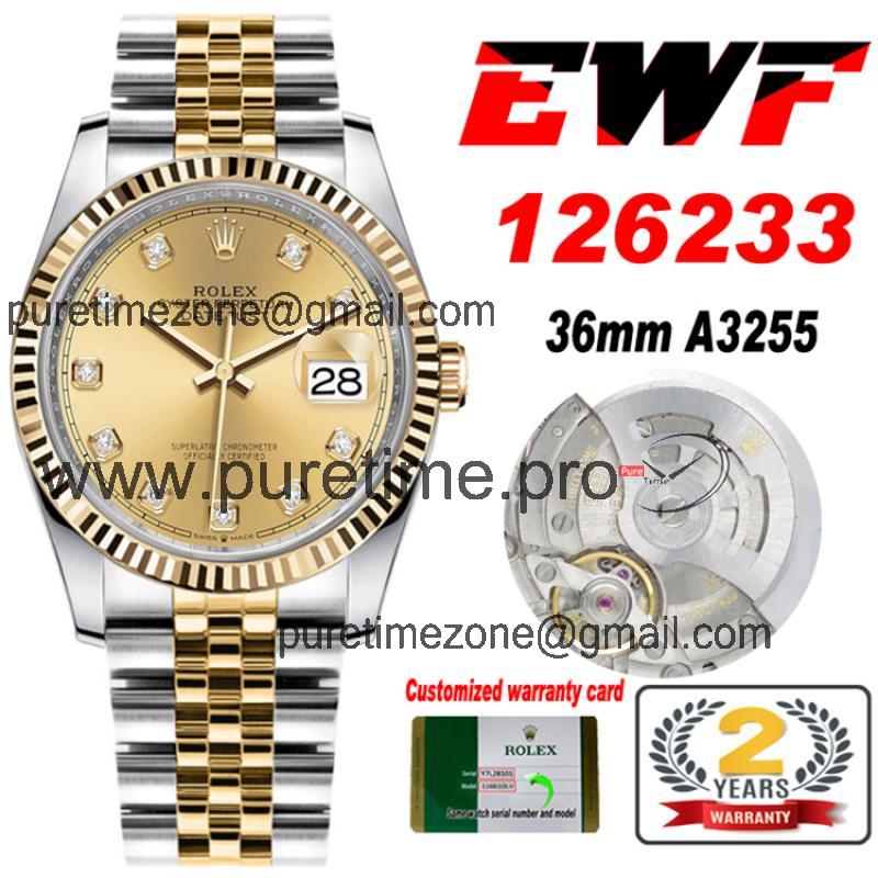 EWF Datejust 36 126233 A3235 Auto Unisex Watch Two Tone YG Champagne Dimamond 904L Jubilee Bracelet Best Best Edition