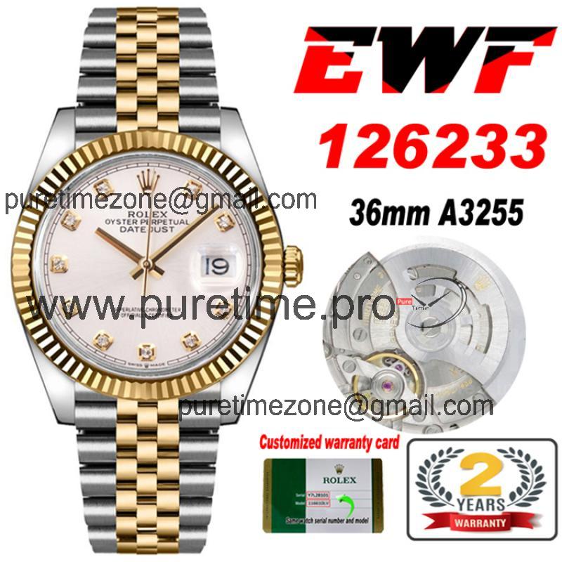 EWF Datejust 36 126233 A3235 Automatic Unisex Watch Two Tone YG MOP Diamonds Dial 904L Jubilee Bracelet Best Edition