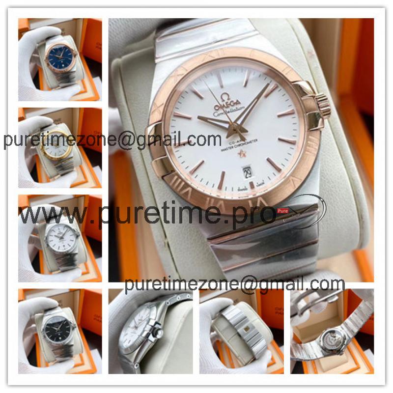 Replica Constellation A21j Automatic Movement Mens Watch Silver Dial Two Tone Rose Gold E391