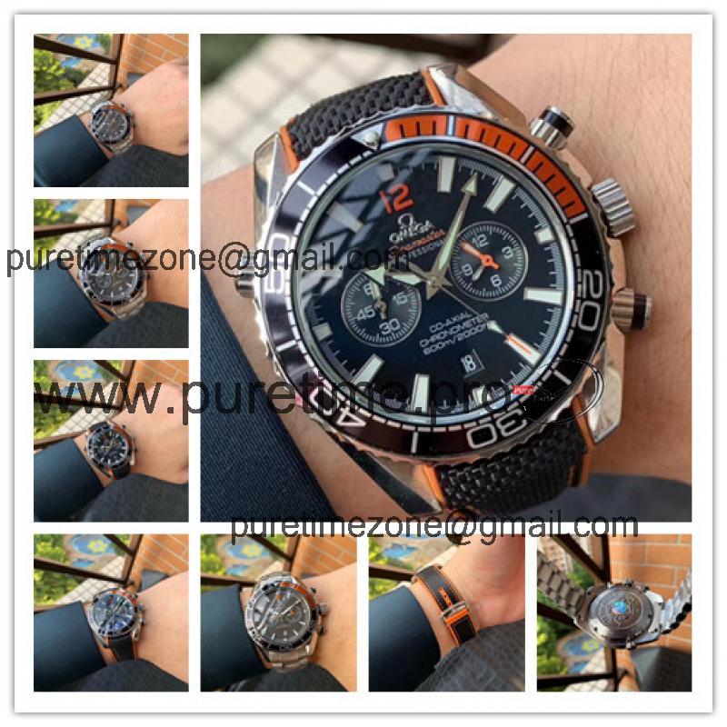 Replica Seamaster Japan OS Quartz Chronograph Movement Mens Watch Black Dial Nylon Strap E404