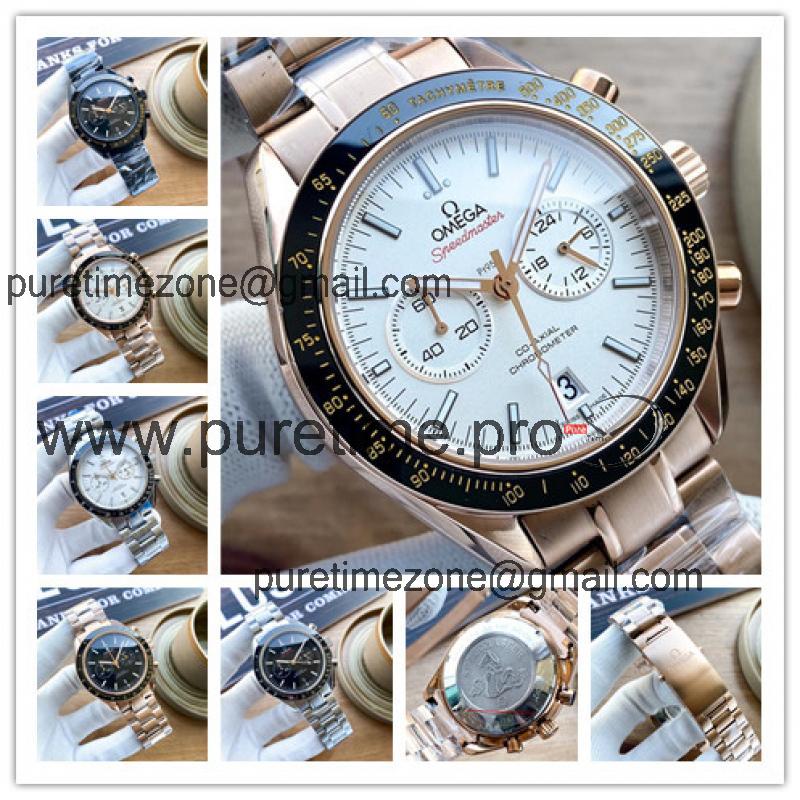 Replica Speedmaster A21j Automatic Movement Mens Watch White Dial Rose Gold B E425