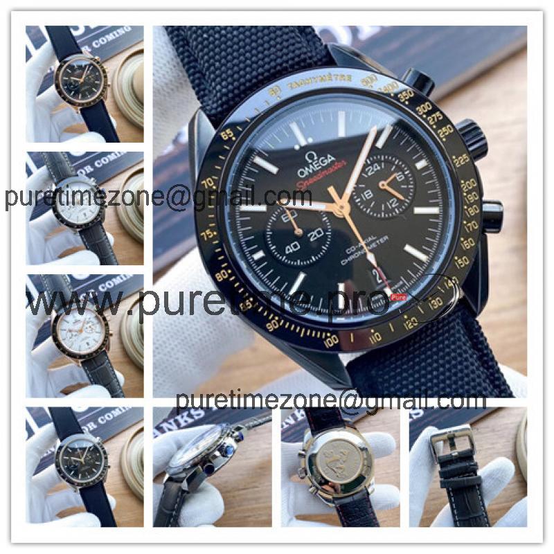 Replica Speedmaster A21j Automatic Movement Mens Watch Black Dial Nylon Strap C E425