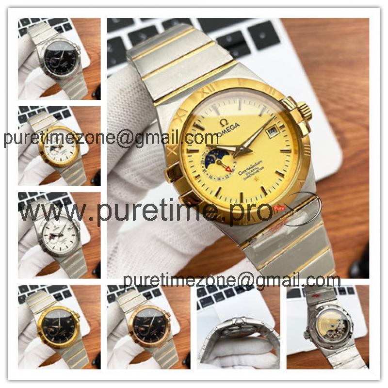 Replica Constellation A21j Automatic Movement Mens Watch Gold Dial Two Tone Yellow Gold E432