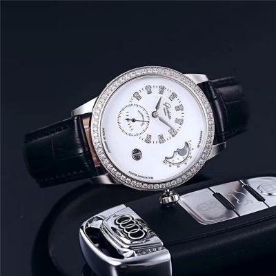 Replica Pano Collection A21j Automatic Movement Mens Watch White Dial Diamonds Case Leather Strap E06