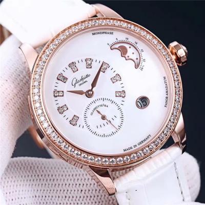 Replica Pano Collection A21j Automatic Movement Mens Watch White Dial Diamonds Case Leather Strap E06