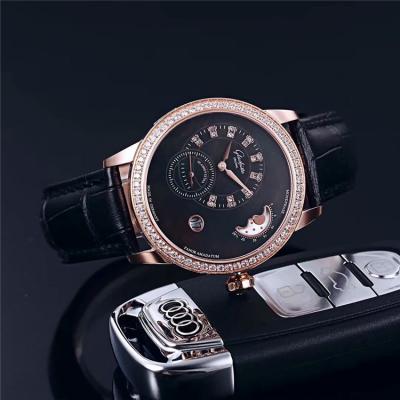 Replica Pano Collection A21j Automatic Movement Mens Watch White Dial Diamonds Case Leather Strap E06