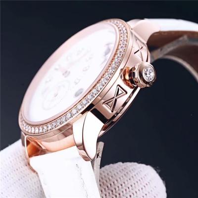 Replica Pano Collection A21j Automatic Movement Mens Watch White Dial Diamonds Case Leather Strap E06