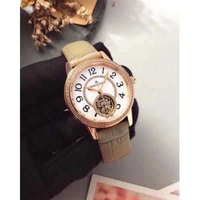 Replica Rendez-vous A21j Automatic Movement Womens Watch White Tourbillon Dial Leather Strap B E27