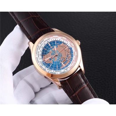 Replica Geophysic A2813 Automatic Movement Mens Watch Geography Dial Leather Strap E29