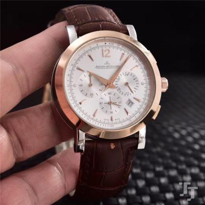 Replica Master Japan Quartz Chronograph Movement Mens Watch White Dial Leather Strap E30