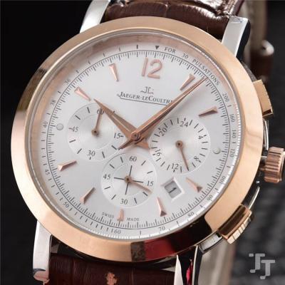 Replica Master Japan Quartz Chronograph Movement Mens Watch White Dial Leather Strap E30