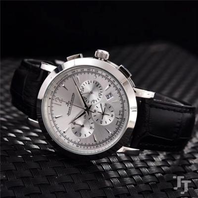 Replica Master Japan Quartz Chronograph Movement Mens Watch White Dial Leather Strap E30