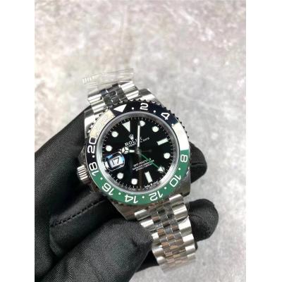 V9F V4 GMT-Master II Sprite A3285 Automatic Mens Watch Black Green Ceramic Bezel 904L Jubilee Steel Bracelet Left Hand