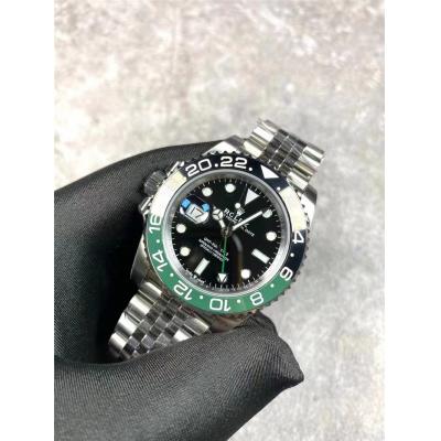 V9F V4 GMT-Master II Sprite A3285 Automatic Mens Watch Black Green Ceramic Bezel 904L Jubilee Steel Bracelet Left Hand