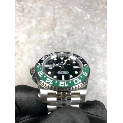 V9F V4 GMT-Master II Sprite A3285 Automatic Mens Watch Black Green Ceramic Bezel 904L Jubilee Steel Bracelet Left Hand