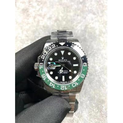 V9F V4 GMT-Master II Sprite A3285 Automatic Mens Watch Black Green Ceramic Bezel 904L Oyster Steel Bracelet Left Hand