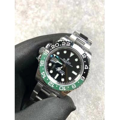 V9F V4 GMT-Master II Sprite A3285 Automatic Mens Watch Black Green Ceramic Bezel 904L Oyster Steel Bracelet Left Hand