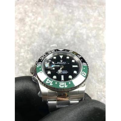 V9F V4 GMT-Master II Sprite A3285 Automatic Mens Watch Black Green Ceramic Bezel 904L Oyster Steel Bracelet Left Hand