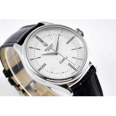 Cellini 50509 Cal A3132 Automatic Mens Watch Best Edition 39mm Steel Case White Dial Black Leather Strap