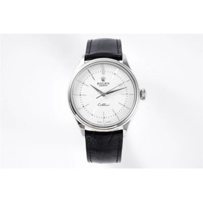 Cellini 50509 Cal A3132 Automatic Mens Watch Best Edition KZF 39mm Steel Case White Dial Black Leather Strap