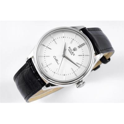 Cellini 50509 Cal A3132 Automatic Mens Watch Best Edition KZF 39mm Steel Case White Dial Black Leather Strap