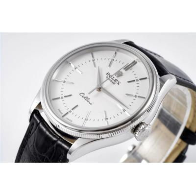 Cellini 50509 Cal A3132 Automatic Mens Watch Best Edition KZF 39mm Steel Case White Dial Black Leather Strap