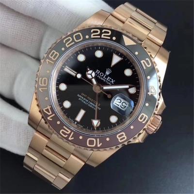 GMF V3 GMT 126715 A3186 Automatic Mens Watch Root Beer RG Ceramic Bezel Black Dial 904L SS Bracelet Best Edition