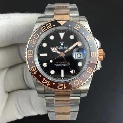 GMF V3 GMT 126711 A3186 Automatic Mens Watch Root Beer RG Ceramic Bezel Black Dial 904L SS Bracelet Best Edition