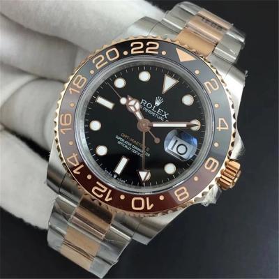 GMF V3 GMT 126711 A3186 Automatic Mens Watch Root Beer RG Ceramic Bezel Black Dial 904L SS Bracelet Best Edition