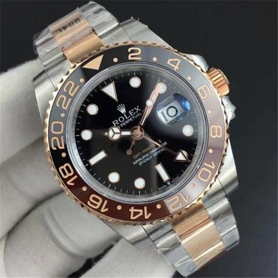 GMF V3 GMT 126711 A3186 Automatic Mens Watch Root Beer RG Ceramic Bezel Black Dial 904L SS Bracelet Best Edition