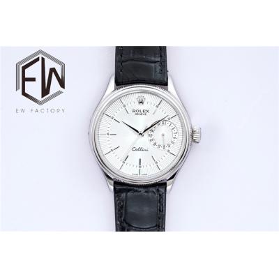 EWF Cellini Date 50519 A3165 Automatic Mens Watch 39mm Silver Dial Leather Strap Best Edition