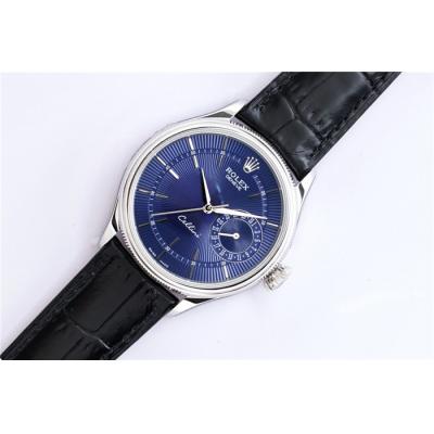 EWF Cellini Date 50519 A3165 Automatic Mens Watch 39mm Blue Dial Leather Strap Best Edition