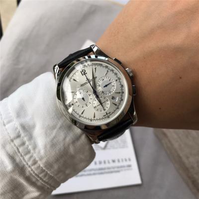 Replica Master Japan VK Quartz Chronograph Movement Mens Watch White Dial Leather Strap E38