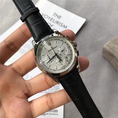 Replica Master Japan VK Quartz Chronograph Movement Mens Watch White Dial Leather Strap E38