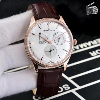 Replica Master Ultra Thin A21j Automatic Movement Mens Watch White Dial Diamonds Case Leather Strap A E43