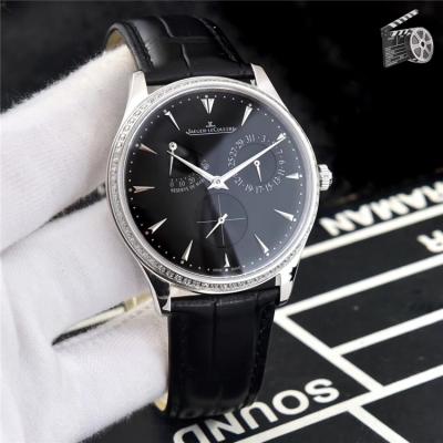 Replica Master Ultra Thin A21j Automatic Movement Mens Watch White Dial Diamonds Case Leather Strap A E43