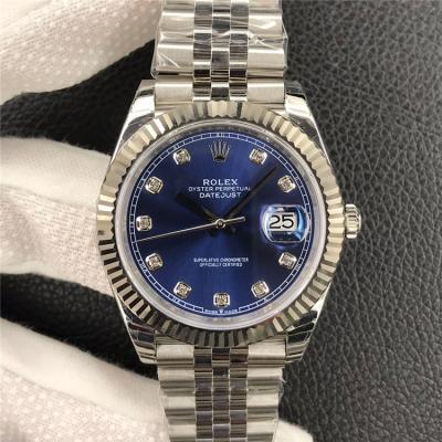 EWF Datejust 41 126334 A3235 Automatic Mens Watch Blue Diamonds Dial SS Jubilee Bracelet Best Edition