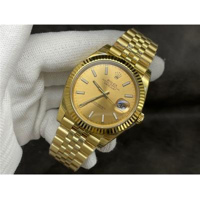 EWF Datejust 41 126333 A3235 Automatic Mens Watch Yellow Gold Champagne Stick Dial SS Jubilee Bracelet Best Edition