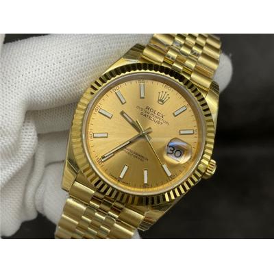 EWF Datejust 41 126333 A3235 Automatic Mens Watch Yellow Gold Champagne Stick Dial SS Jubilee Bracelet Best Edition