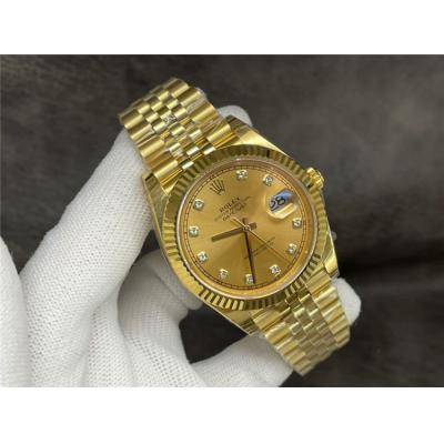 EWF Datejust 41 126333 A3235 Automatic Mens Watch Yellow Gold Champagne Diamonds Dial SS Jubilee Bracelet Best Edition