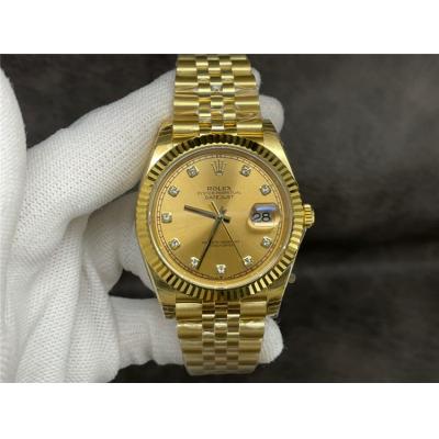 EWF Datejust 41 126333 A3235 Automatic Mens Watch Yellow Gold Champagne Diamonds Dial SS Jubilee Bracelet Best Edition