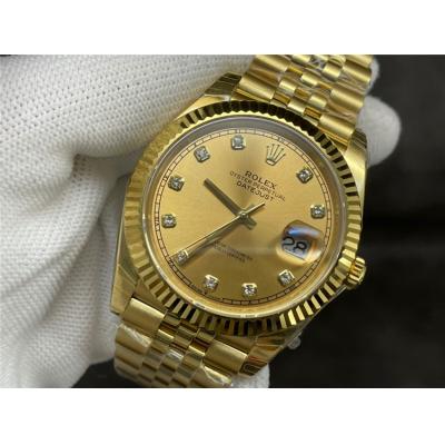 EWF Datejust 41 126333 A3235 Automatic Mens Watch Yellow Gold Champagne Diamonds Dial SS Jubilee Bracelet Best Edition